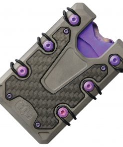 EOS 3.0 Titanium Sasha Wallet EOS051, Gray Carbon Fiber Construction, Purple Anodized Hardware