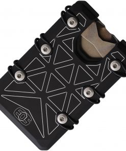 EOS 3.0 HEX Titanium Wallet EOS083, Black Aluminum Laser Etched Triangle Pattern, Silver Anodized Hardware