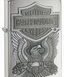 Zippo Z200HDH284 Classic Lighter, Harley Davidson "Made in the USA" Emblem, Brushed Chrome