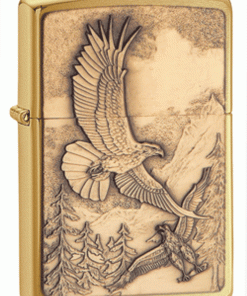 Zippo Z20854 Lighter Where Eagles Dare Emblem, Brushed Brass