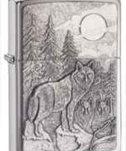 Zippo Z20855 Classic Lighter, Timberwolves Emblem, Brushed Chrome