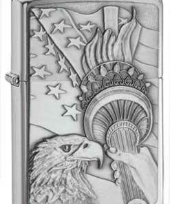 Zippo Z20895 Lighter Something Patriotic Emblem, Brushed Chrome