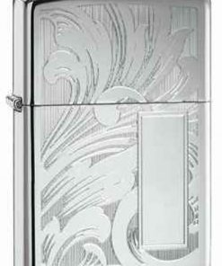 Zippo Z21138 Scroll Design V Panal, High Polish Chrome