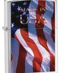 Zippo Z24797 Classic, Made in the USA Flag, Brushed Chrome