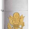 Zippo Z280ARM Classic Lighter, Gold Army Emblem, Brushed Chrome -Cheap Gear Store knifework 280arm.1 76939.1566586730
