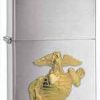Zippo Z280MAR Classic Lighter, Gold Marines Emblem, Brushed Chrome -Cheap Gear Store knifework 280mar.1 55589.1566586728