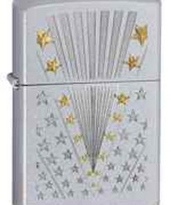 Zippo Z28277 Classic, Gold Star Flag, Satin Chrome