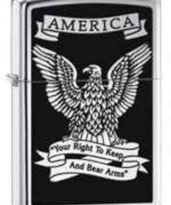 Zippo Z28290 Classic, "Right to Bear Arms" Eagle, High Polish Chrome