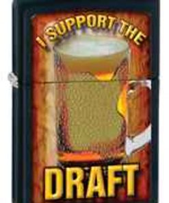 Zippo Z28294 Classic Lighter, "I Support the Draft" Beer Mug, Black Matte