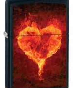 Zippo Z28313 Classic Lighter, Flaming Heart, Black Matte