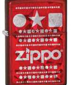 Zippo Z28342 Classic, Iced Stars, Imprinted, Candy Apple Red