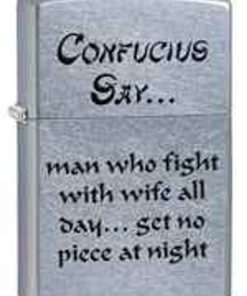 Zippo Z28460 ClassicLighter, "Confuscius Say" Man w/ Wife, Street Chrome