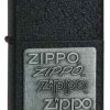 Zippo Z363 Classic Lighter, Pewter Zippo Emblem, Black Crackle -Cheap Gear Store knifework 363 06247.1566586823