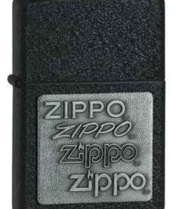 Zippo Z363 Classic Lighter, Pewter Zippo Emblem, Black Crackle