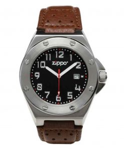 Zippo Z45009 Sport Watch-Black Face-Brown Leather Band 45009