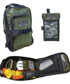 ESEE Advanced Survival Kit, OD Green Cordura Bag, Map Case, w/ ESEE 4P Black Blade, Orange G10 Handle