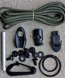 Izula Complete Survival Kit (Includes: Paracord, Rings, Fire Rod, Whistle & Clip Plate)