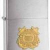 Zippo Z280CG Classic Lighter, Gold Coast Guard Emblem, Brushed Chrome