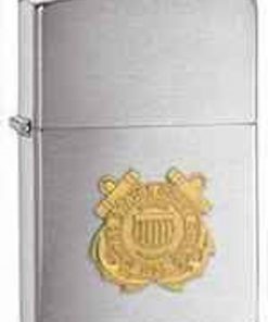 Zippo Z280CG Classic Lighter, Gold Coast Guard Emblem, Brushed Chrome