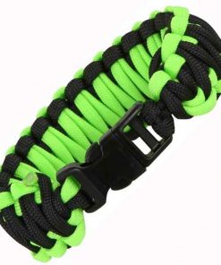 Knotty Boys Black and Neon green Survival Bracelet Fat Boy style. Size: Large