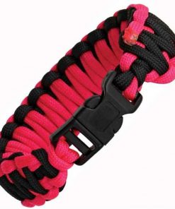 Knotty Boys Black and Hot Pink Survival Bracelet Fat Boy style. Size: Large