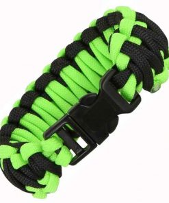 Knotty Boys Black and Neon Green Survival Bracelet Fat Boy style. Size: Medium