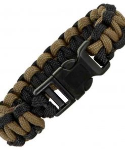 Knotty Boys Black and Coyote Tan Survival Bracelet, Medium