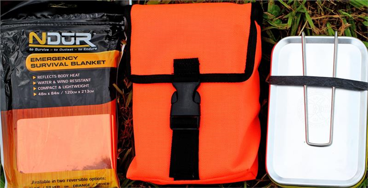 ESEE Knives LARGE-TIN-KIT-OR Survival Kit in Mess Tin w/ Orange Pouch and Survival Blanket 3 ESEE Knives LARGE-TIN-KIT-OR Survival Kit in Mess Tin w/ Orange Pouch and Survival Blanket