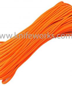 Parachute Cord. Neon Orange Nylon Construction. 100 ft. length