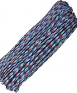 Parachute Cord Nebula - (Light blue, electric blue, purple and orange). 100 ft. length.