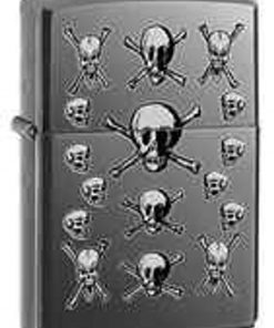 Zippo Z150HOBO#3 Classic Lighter, Skulls & Bones, Black Ice