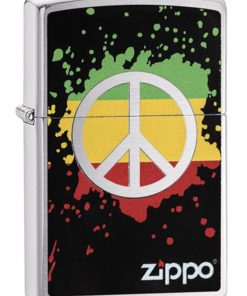 Zippo 29606 Peace Lighter, Brushed Chrome with Color Image