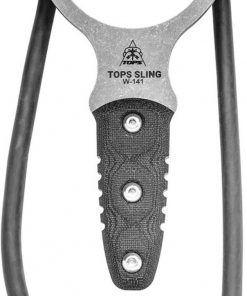 TOPS TSLI01 "Sling", Slingshot, Black Canvas Micarta Handle, Brown Leather Sheath